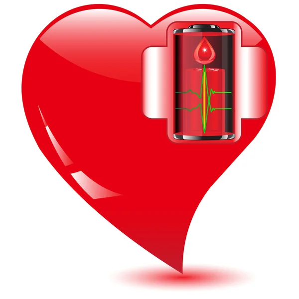 Batería de energía del corazón — Vector de stock