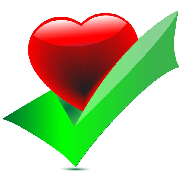 Heart-tick icon.Vector — Stock Vector