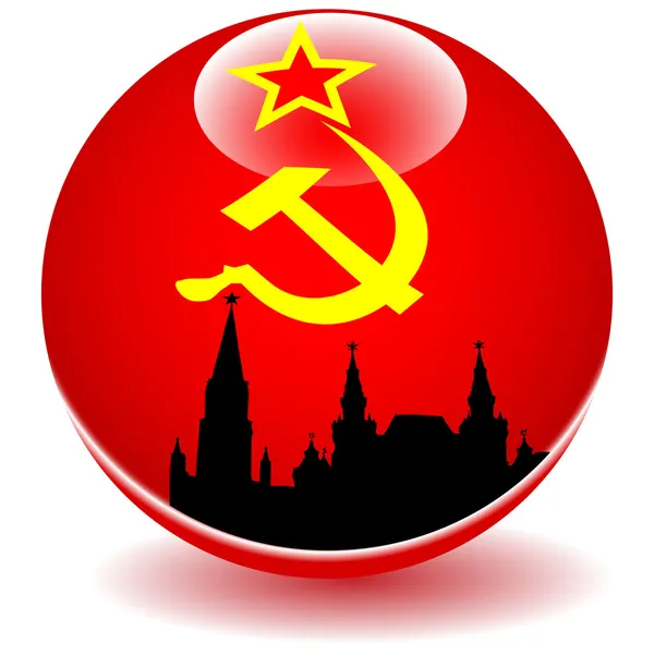 Moscow red square on the background of the flag of the USSR.Vector — Stock Vector
