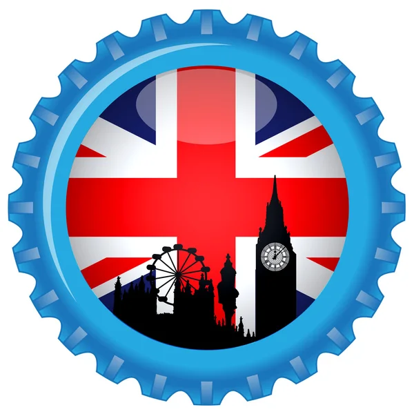 Royaume-Uni drapeau stylisé sur bouchon de bouteille. — Image vectorielle