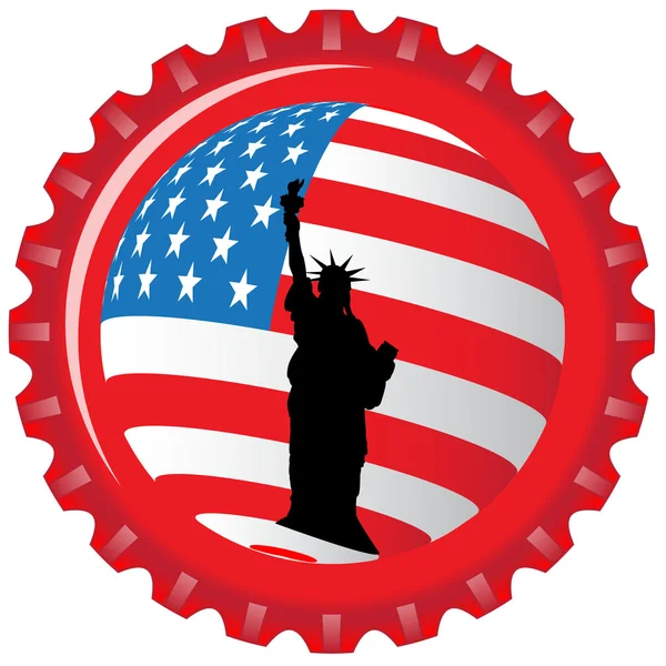 Stati Uniti bandiera stilizzata sul tappo della bottiglia.Vettore — Vettoriale Stock