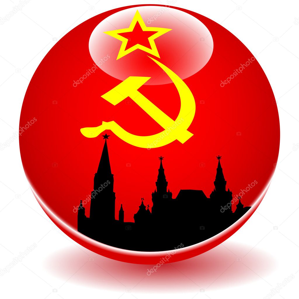 Moscow red square on the background of the flag of the USSR.Vector