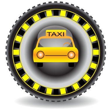 Taxi icon wheel car.Vector clipart