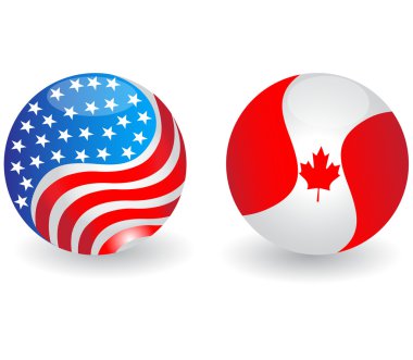 UCA and Canada flags globe.Vector clipart