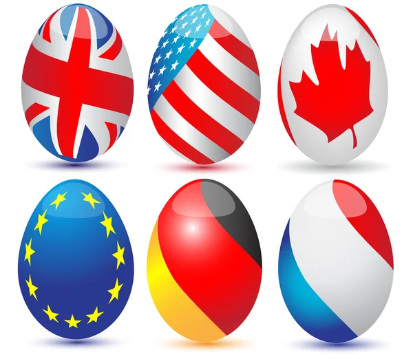 Eier mit internationalem Flaggenvektor — Stockvektor