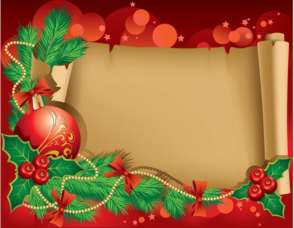 Різдвяні привітання з червоним м'ячем та гілкою ялинки Ліцензійні Стокові Вектори