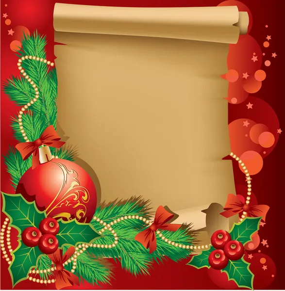 Julhälsningar med en röd boll och granen gren Stockillustration