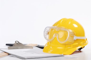 Yellow hardhat isolated on white clipart