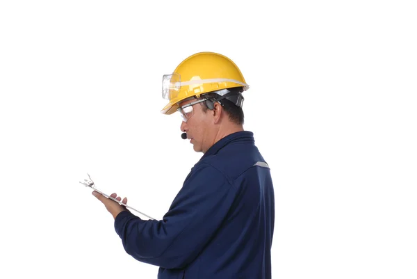 Pracownik budowlany w miejscu pracy — Zdjęcie stockowe