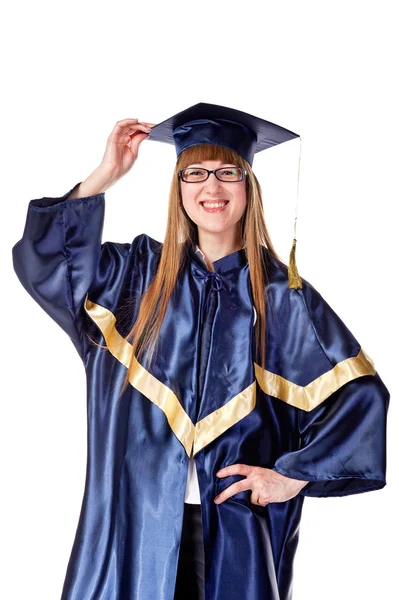 Gelukkig vrouwelijke grad student — Stockfoto