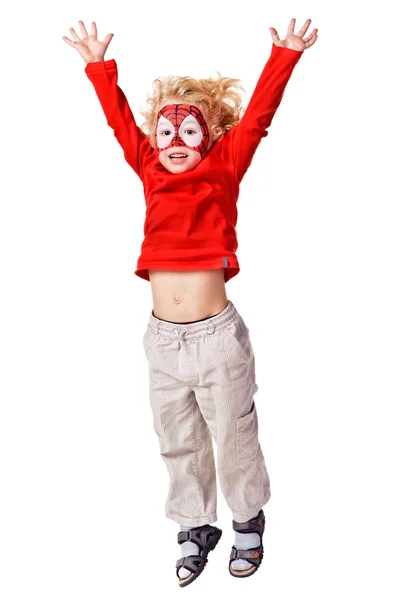 Kid with painted face. — Stock Photo, Image