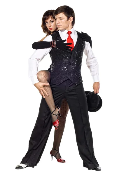 Retrato de jovens dançarinos elegância tango posando — Fotografia de Stock