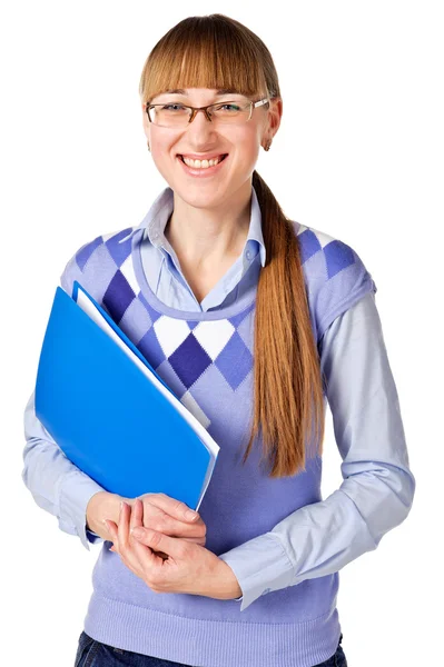 Businesswoman holding a folder — Stock Photo, Image