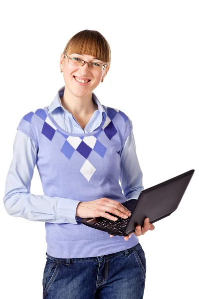 Young female student with a laptop — Stock Photo, Image