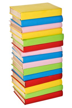 Stack of colorful real books. side view clipart