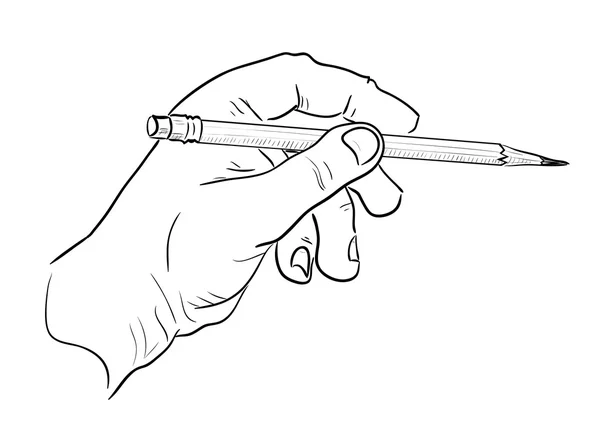 Mans mão com lápis — Vetor de Stock