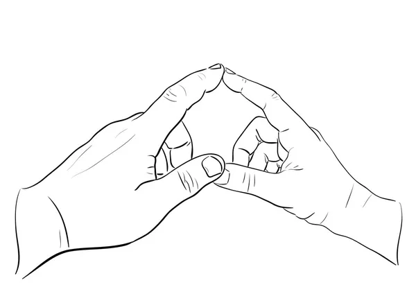 Mans et femmes mains touchant en forme de coeur — Image vectorielle