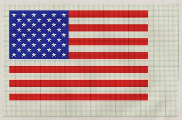 Bandeira americana sobre papel milimetrado — Fotografia de Stock