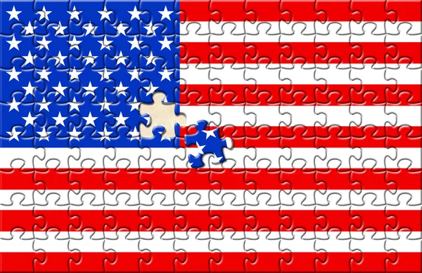 Puzzle avec drapeau USA et un élément pas encore fermé — Photo