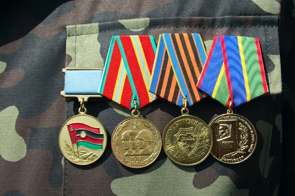 Stock image Soviet and ukrainian jubilee medals