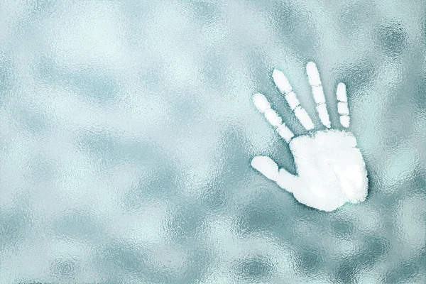 Hand trail on frosted glass — Stock Photo, Image