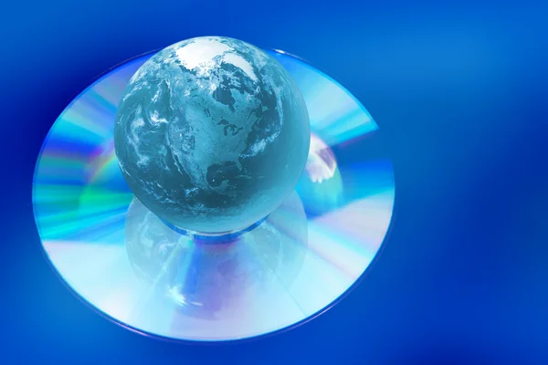 Earth globe on compact disk — Stock Photo, Image