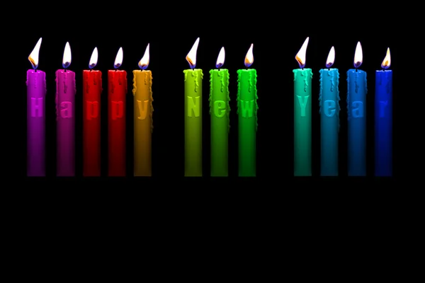 Farbige Kerzen frohes neues Jahr — Stockfoto