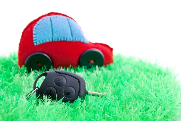 stock image Ecological clean concept car on green grass