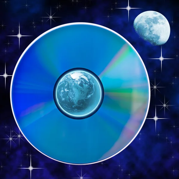 Absztrakt táj, a föld és a CD lemez — Stock Fotó