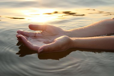 Woman hands in water clipart