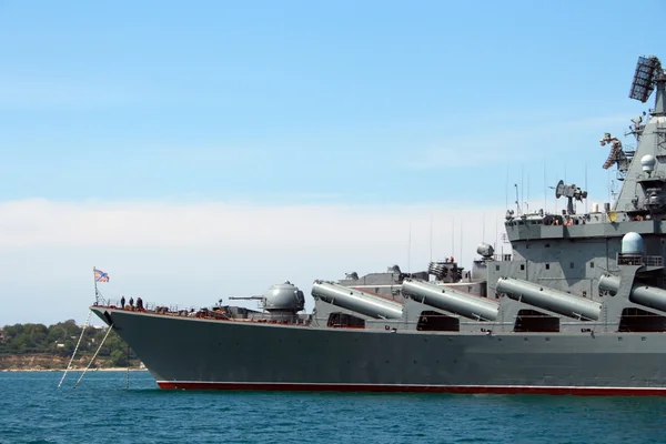 stock image Military ship in Sevastopol beach