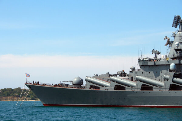 Military ship in Sevastopol beach