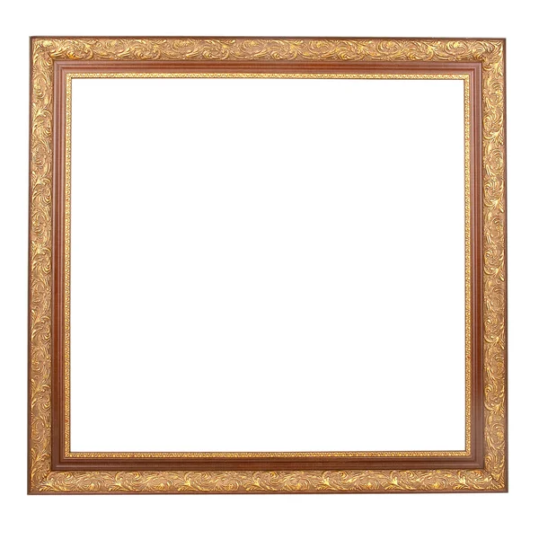 กรอบสีทองถูกแยกจากพื้นหลังสีขาว — ภาพถ่ายสต็อก