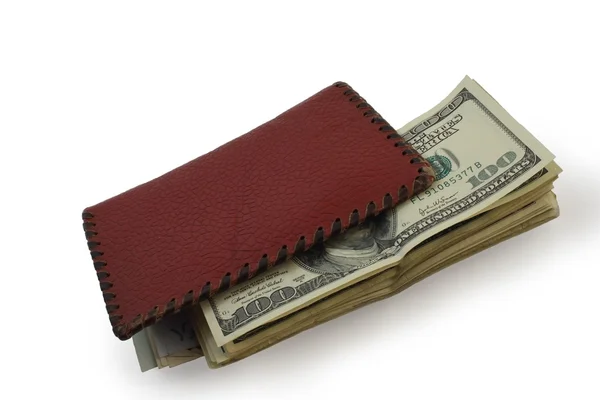 钱包和美元γρι-γρι και δολάρια — Φωτογραφία Αρχείου