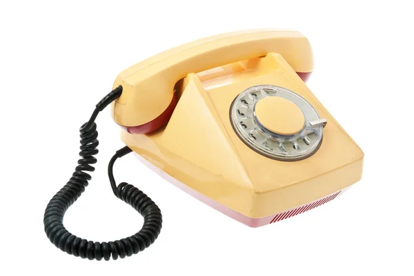 Старый серо-желтый с красным телефоном . — стоковое фото