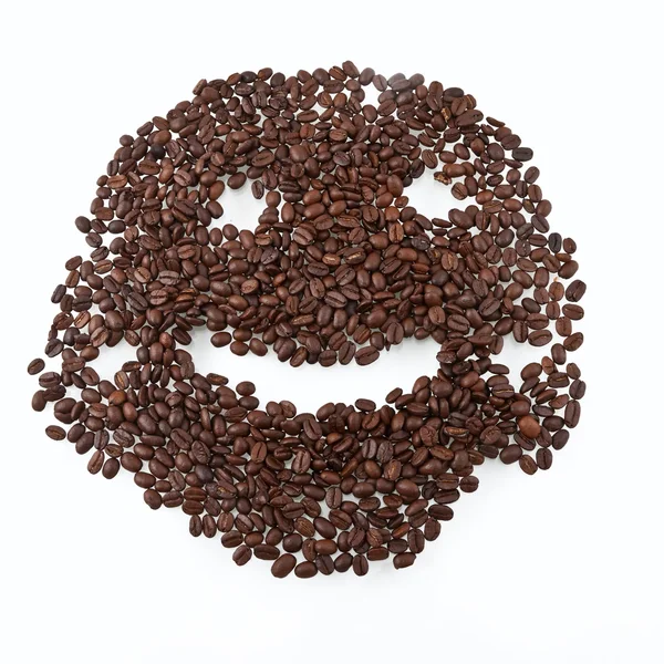 Kávé szemes rendezett smiley. — Stock Fotó