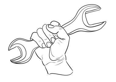 Hand with wrench clipart