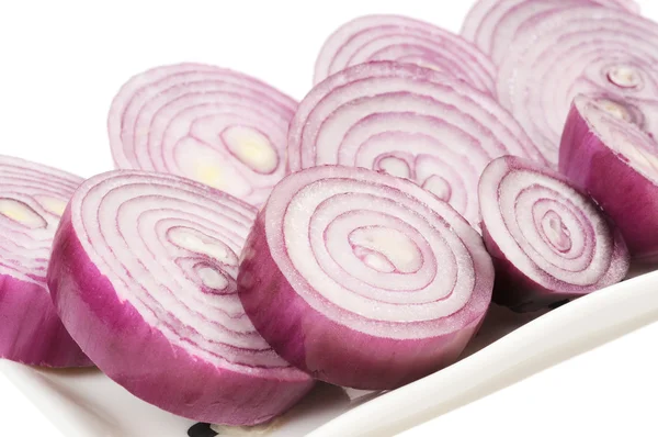 Dish with chopped red onion — Stock Photo, Image