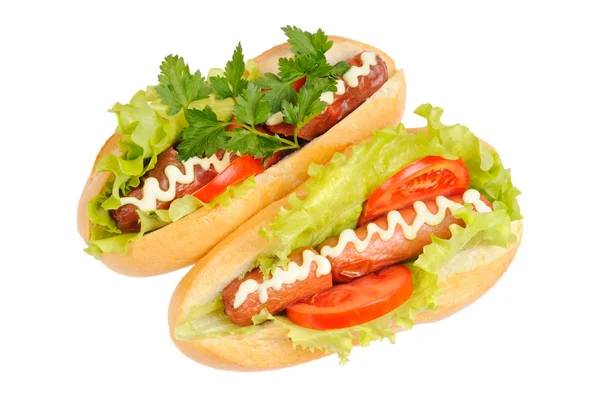 Twee smakelijke en heerlijke hotdog — Stockfoto
