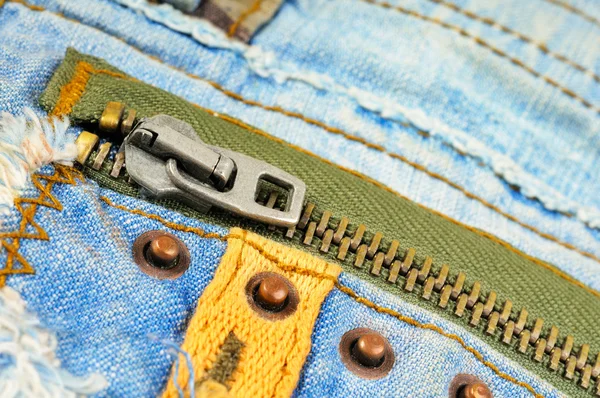 Zipper di saku celana jeans — Stok Foto