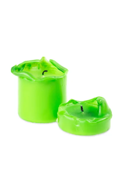 Two green big melting candle — Stock Photo, Image