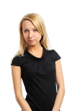 güzel bir genç kadın bakar