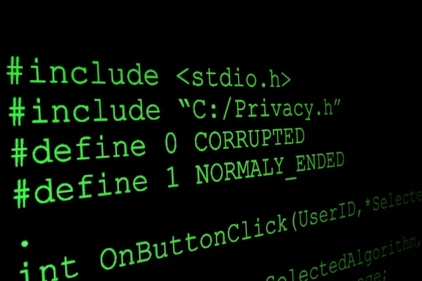 Código do programa em um monitor — Fotografia de Stock