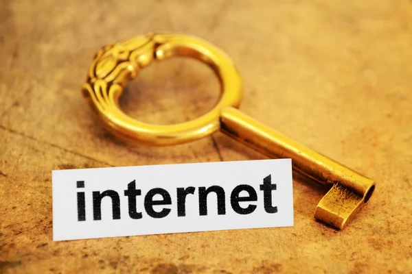 Internet tag and old key — Stock Photo, Image