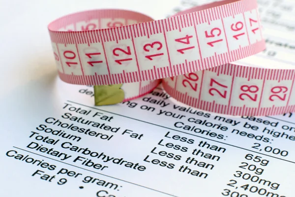 영양 요소와 측정 테이프 — 스톡 사진
