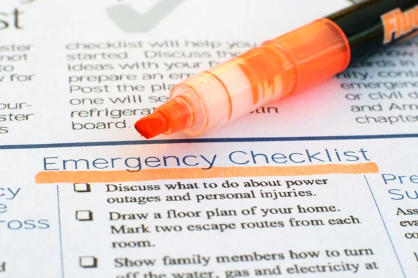 Stock image Emergency checklist