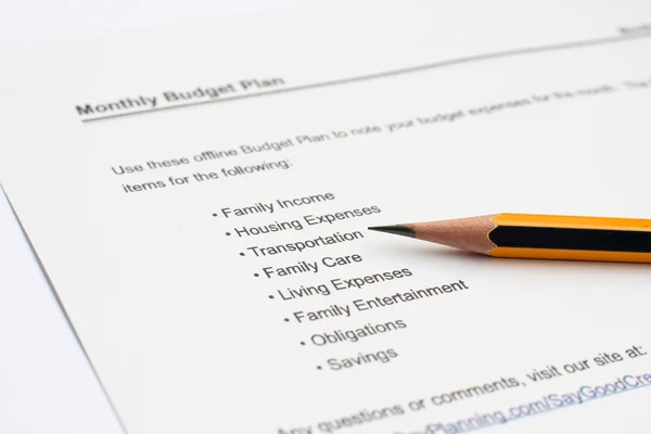Piano di bilancio mensile — Foto Stock
