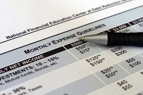 Maandelijkse uitgaven plan — Stockfoto