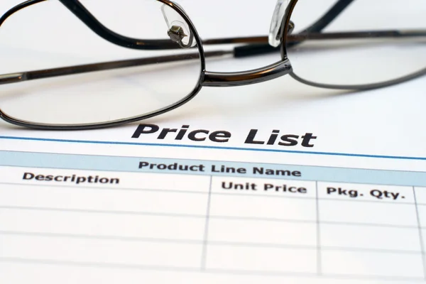 Lista de preços — Fotografia de Stock