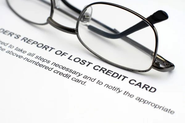 Zpráva o ztrátě kreditní karty — Stock fotografie